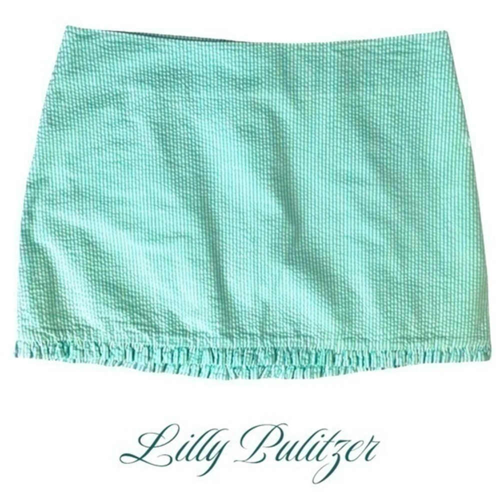 Lilly Pulitzer 100% Cotton Striped Ruffled Mini Skirt NWOT